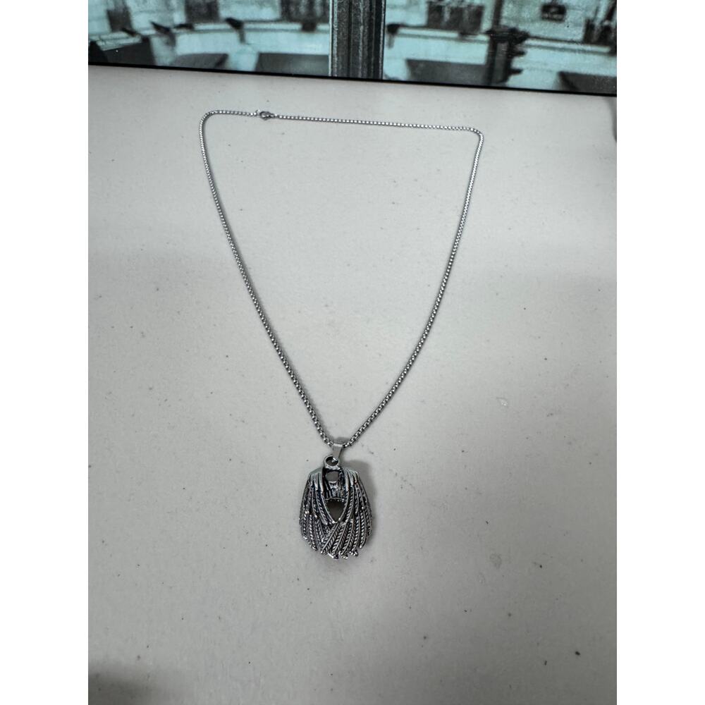 Vintage Angel Wings Feather Pendant Necklace, Gothic Stainless Steel Chain